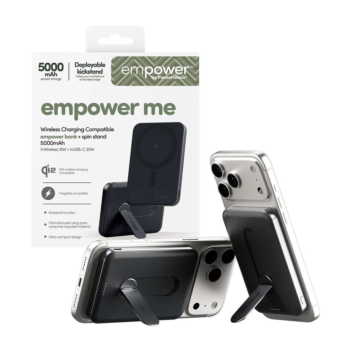 empower™ by PanzerGlass® empower™ Bank m. Spin Stand | 5000mAh | Weltall Schwarz